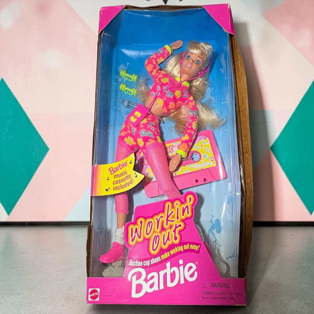 Vintage 1996 Mattel Workin Out Barbie Doll with Cassette Tape 17317 NIB
